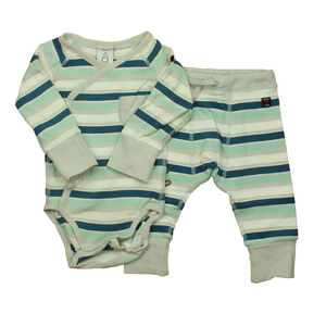 Polarn O. Pyret Boys Gray | Green Stripe Apparel Sets size: 4-6 Months